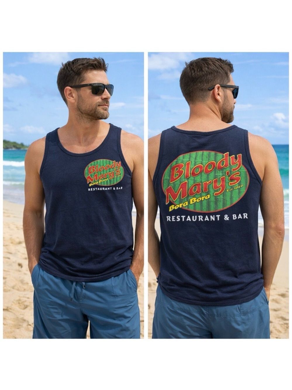 MEN’S BLOODY MARY’S BORA BORA RESTAURANT & BAR TANK TOP MEDIUM BLACK